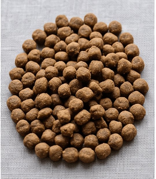 Close-up of Koromo Koi Fish Feed wheat germ pellets